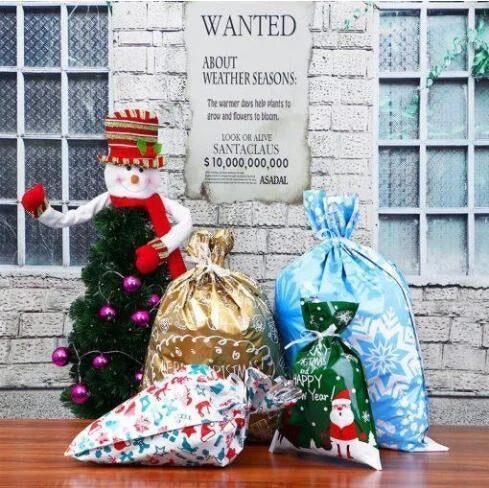 Kerstcadeau zak met trekkoord
