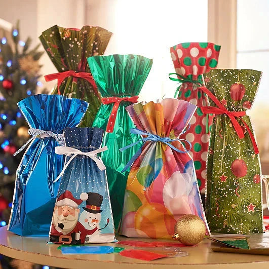 Kerstcadeau zak met trekkoord