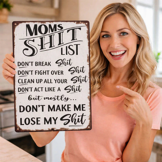 MamaRule™ | Grappig Vintage Wandbord Mama's Regels