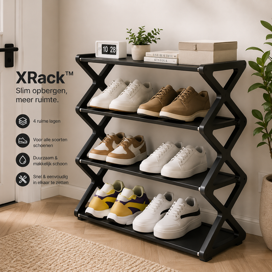 XRack™ Opvouwbaar 4-Laags Schoenenrek – Ruimtebesparend