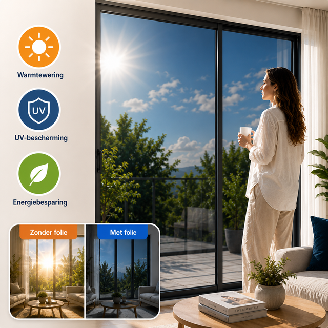 MirrorShield™ | One-Way Spiegelfolie — Privacy & 99% Warmteblokkade