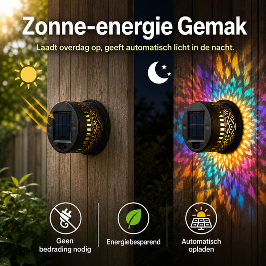 ProjectAura™ | Zonne-energie Mandala Projectie Muurlamp