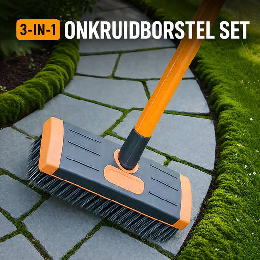 PaveScrub™ | 3-in-1 Onkruidborstel Set met Telescopische Steel