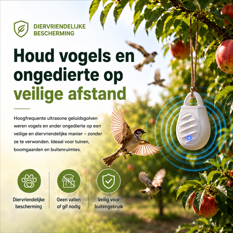 BirdAway™ Draagbare Ultrasone Verjager – Vogels & Insecten