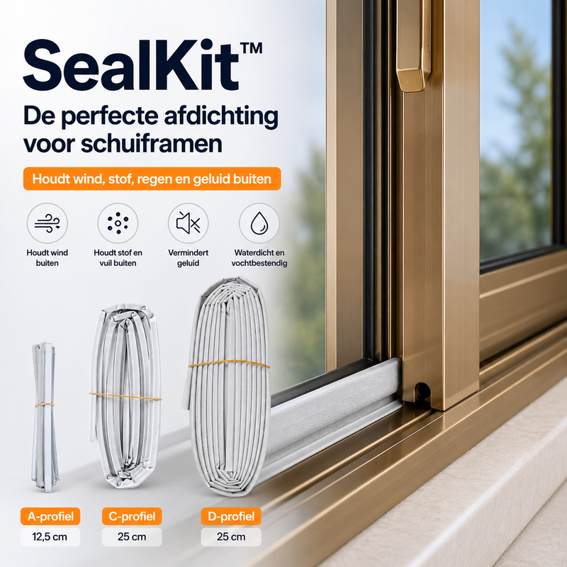 SealKit™ Complete Raamafdichtingsstripset voor Schuiframen
