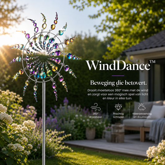 WindDance™ Kinetische Tuinwindmolen — Metaal, Dubbellaags, Windaangedreven