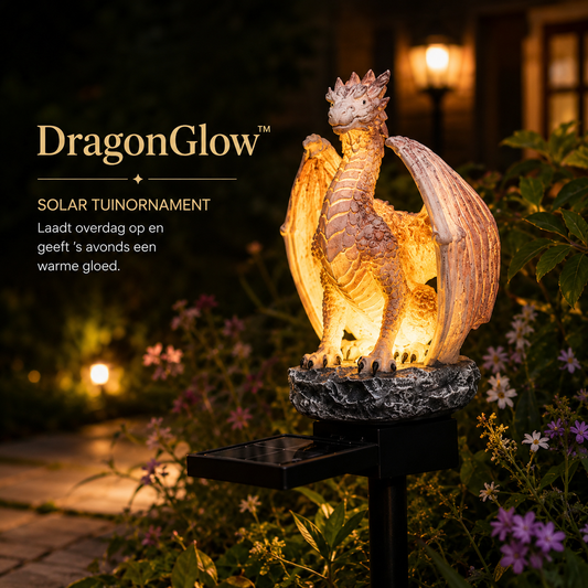 DragonGlow™ | Solar Drakenbeeldje met Warm LED-gloed — Magische Tuindecoratie