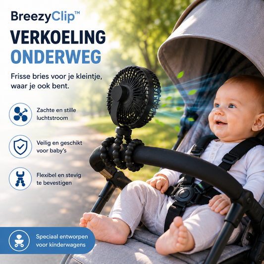 BreezyClip™ | Kinderwagen Ventilator Baby Koel & Veilig