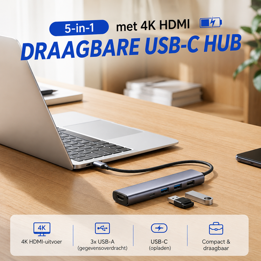 PortLink™ | Draagbare 5-in-1 USB-C Hub 4K HDMI