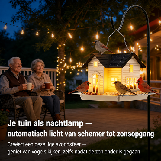 PerchGlow™ | Zonne-energie vogelvoederhuisje met LED-verlichting