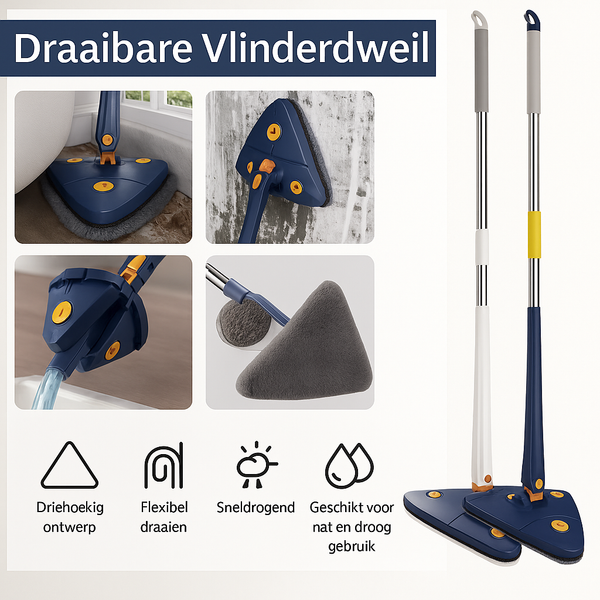 TriClean™ - Zelfwringende 360° Dweil voor Muren & Vloeren