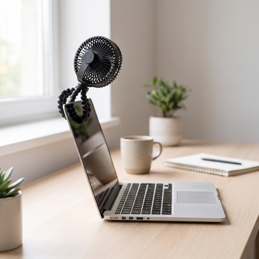 BreezyClip™ Signature | Mini Ventilator met Clip voor Kantoor, Stil & USB Oplaadbaar