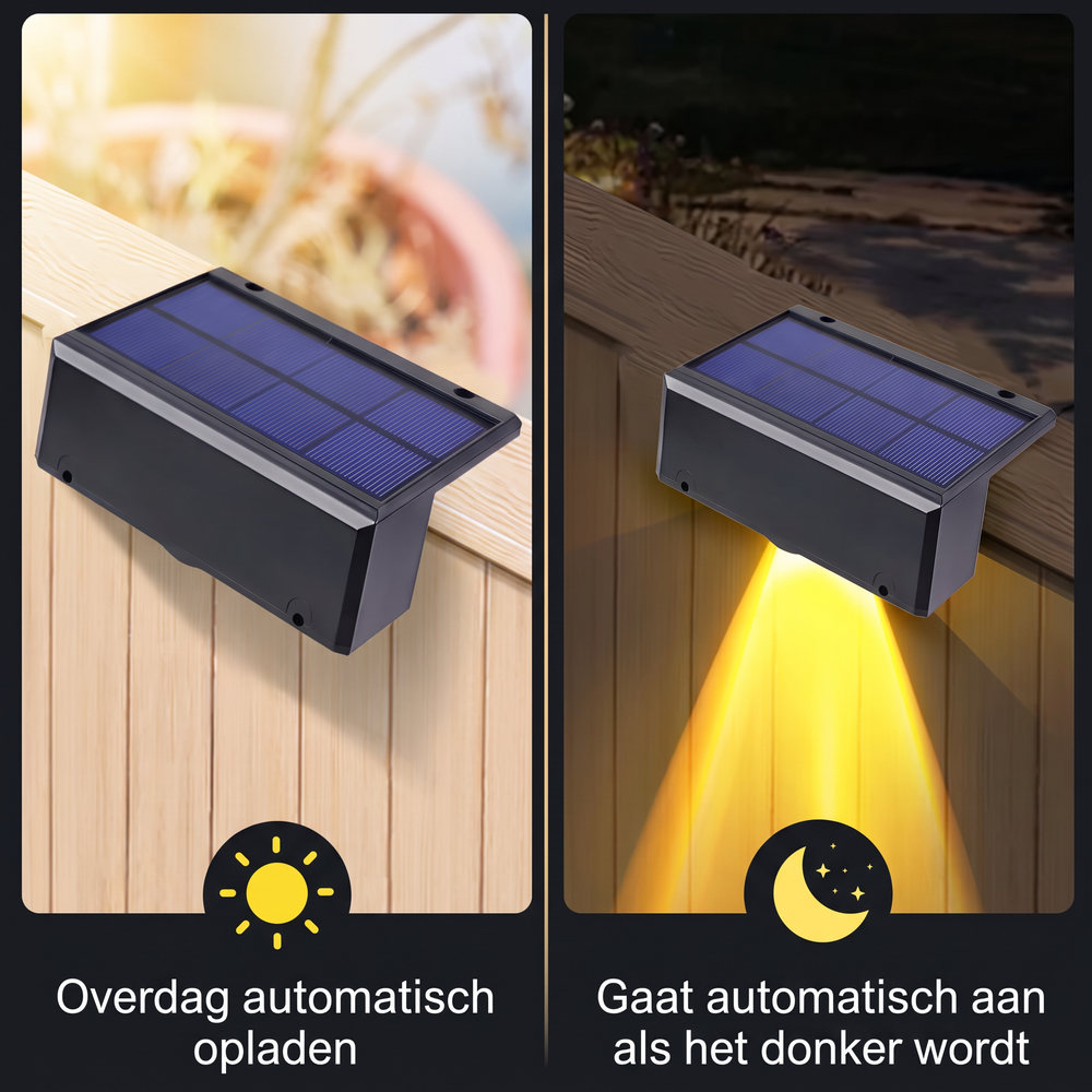 Overdag automatisch opladen en gaat automatisch aan als het donker wordt