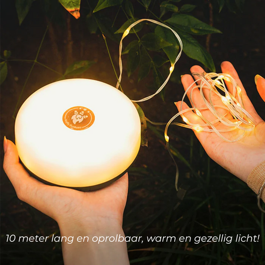 LumiCamp - Alles-in-1 - Sfeerverlichting, Zaklamp én Powerbank